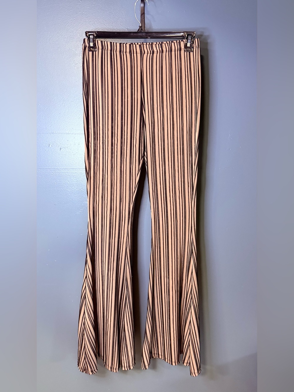 Striped Flared Pants in Blush and Black